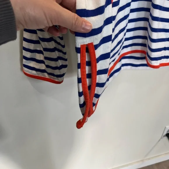 J.Crew Weekend V-Neck Long Sleeve Hoodie Women's Sz XL Nautical Blue Orange Trim - Picture 5 of 6